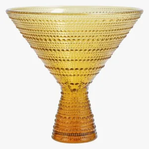 Fortessa Jupiter Beaded Hobnail Glass, 11.5 Ounce Martini (Set of 4), Amber