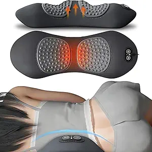 Smooth Triple Fusion Back Massager,3 in 1 Back Massagerr,Electric Lumbar Support Pillow Heat Vibration Massage Lower Back Spine Decompression Device