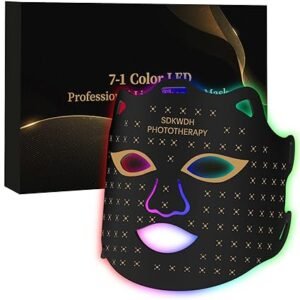 SDKWDH 7-Color Red Light Mask for Face, 850nm Infrared, Black | Ergonomic design for comfortable wear, enhances daily beauty routine, lightweight, portable for home and travel