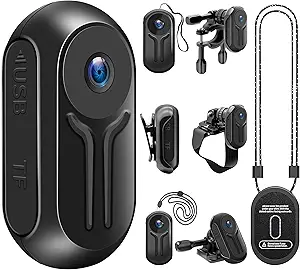 1080P Mini Body Camera 53GB Wearable Thumb Size Hands-Free with 360°Rotatable Clip