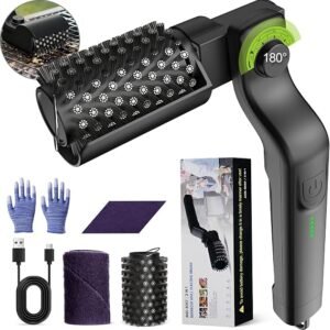 Electric Grill Brush, Cordless Rechargeable BBQ Grill Cleaner with 180° Adjustable Head, Powerful 3-Speed Motor, Stainless Steel Brush Head for Outdoor Grill, BBQ Grates, Gas Grills & Griddles