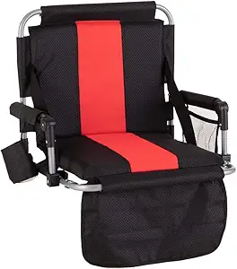 HIGH POINT SPORTS Stadium Seats with Back Support Bleacher Stadium Seat | Padded Bleacher Chairs with Back and Cushion, Stadium Chairs with Armrest, Cup Holder, Mesh Bag and Hide Hooks