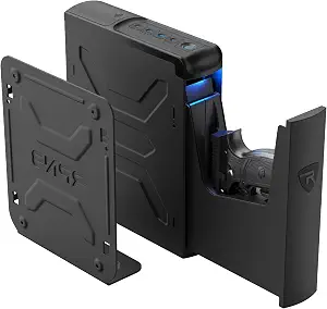 RPNB Bedside Gun Safe for Handgun,Biometric Handgun Safes,Small Pistol Safe | California DOJ Certified,Mounted Handgun Safe,Biometric Fingerprint,Quick Access Sliding Door,Pistol Holder,Nightstand,Desk