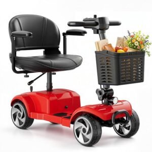 4 Wheel Mobility Scooters for Seniors& Adults, 30 Miles, 6.2 MPH | All Terrain Powered Mobility Scooters, Lightweight Foldable Mobility Scooter with LED Headlight&Front Basket