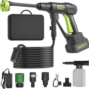 Cordless Pressure Washer, Handheld Portable Battery Cordless Power Washer | Pure Copper Motor, 23FT Elastic Hose, 6-In-1 Nozzle, Lightweight Car Washer with Foam Pot for Car Home Outdoor Patio Garden