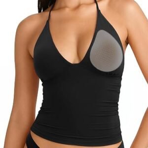 SUUKSESS Women Double Lined Halter Tank Top Summer Padded Going Out Tops Sleeveless Basic Shirts