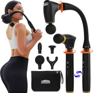 2-in-1 Detachable Massage Gun Deep Tissue with Extension Handle | Body Back & Neck Shoulder Leg Massager For Pain Relief, Muscle Massager, Home Office Gym Use,Gifts For Women Men,FSA Eligible