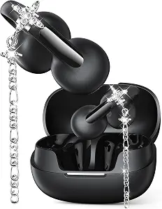 Open Ear Earbuds with Dangling Star Jewelry Earrings | Wireless Bluetooth 6.0 Clip-on Earbuds, 50H Playtime, Comfortable Snug Fit, Chic Tech Accessories & Gifts for Women&Kids