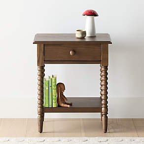 Yoobure Small Side Table with Drawer - Walnut Night Stand with Wood Legs