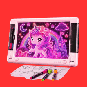 Rechargeable LED Drawing Board, 15 Inch 9-Color Light Modes Neon Art Light Up Writing Tablet Tracing Pad for Kids, Sketching Gift Toy for Teens, 5 Markers