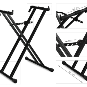 Double-X Keyboard Stand, Portable Digital Piano Stand,Adjustable keyboard Music Stand for 54-88 key Electric Pianos